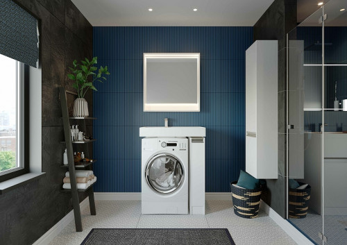 Шкаф пенал Aquaton Лондри 34 1A236203LH010 подвесной Белый глянец МДФ / ЛДСП