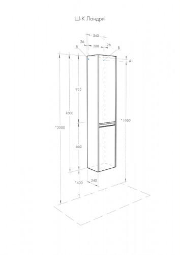 Шкаф пенал Aquaton Лондри 34 1A236203LH010 подвесной Белый глянец МДФ / ЛДСП