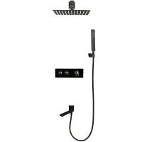 Душевая система ALMAes Olef TVZ-0898 с термостатом Черная матовая латунь встраиваемый