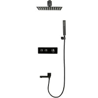 Душевая система ALMAes Olef TVZ-0898 с термостатом Черная матовая латунь встраиваемый