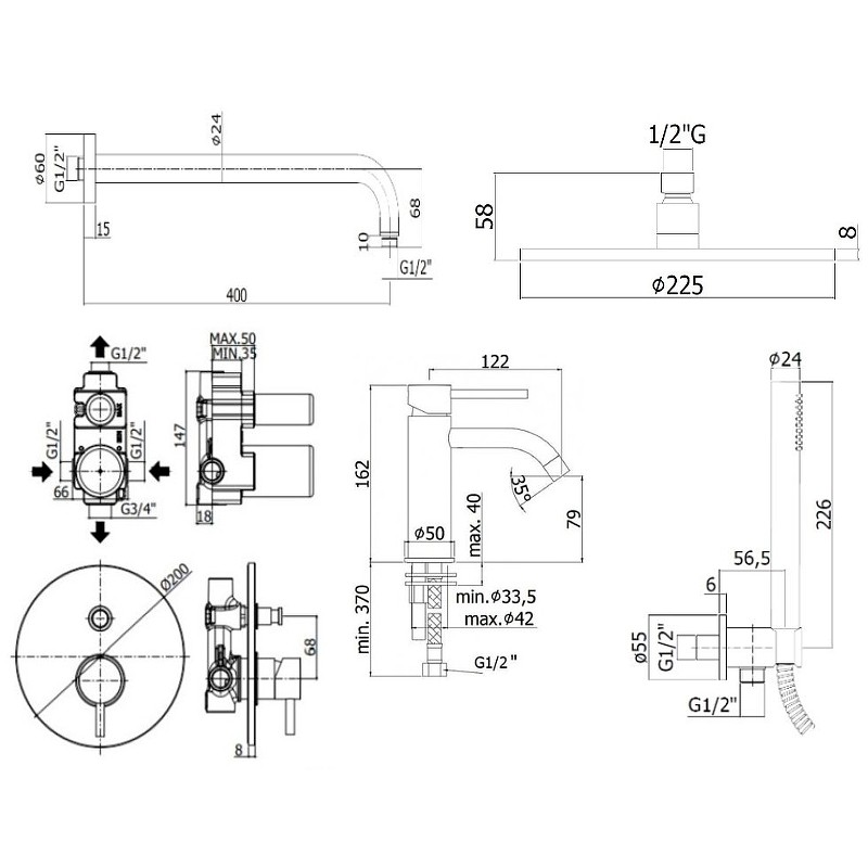 Комплект смесителей Paffoni Light KITLIG015HG071 Золото медовое латунь