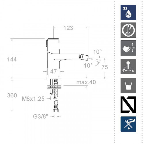Смеситель для биде Ramonsoler Tzar 340301NM Черный матовый