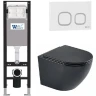 Комплект унитаза с инсталляцией WeltWasser AMBERG 350 + MERZBACH 043 MT-BL + AMBERG RD-WT 10000012382 цвет Черный матовый с сиденьем Микролифт и клавишей смыва цвет Белый