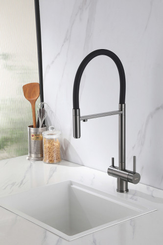 Смеситель для кухни Abber Wasser Kreis AF81141NG Никель Черный матовый латунь