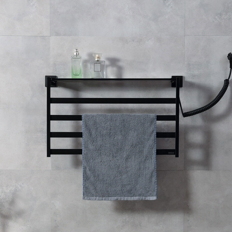 Электрический полотенцесушитель Black&White Universe N-333B 58х35 333BN с полкой Черный матовый нержавеющая сталь