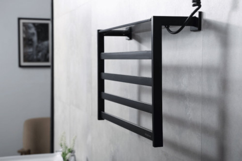 Электрический полотенцесушитель Black&amp;White Universe N-333B 58х35 333BN с полкой Черный матовый нержавеющая сталь