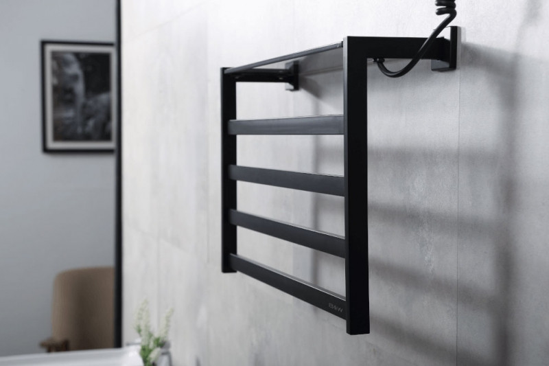 Электрический полотенцесушитель Black&White Universe N-333B 58х35 333BN с полкой Черный матовый нержавеющая сталь