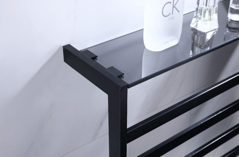 Электрический полотенцесушитель Black&White Universe N-333B 58х35 333BN с полкой Черный матовый нержавеющая сталь