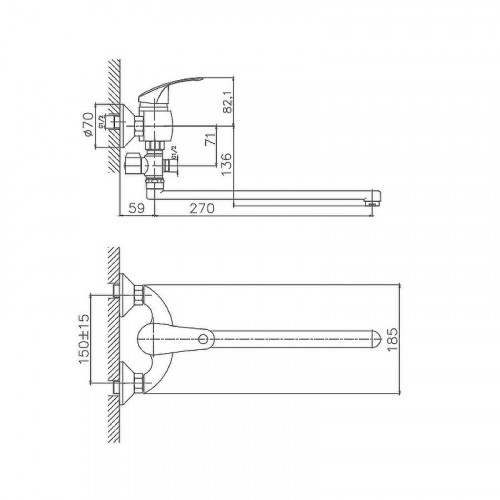 Смеситель для ванны D-Lin D140428 универсальный цвет  Хром