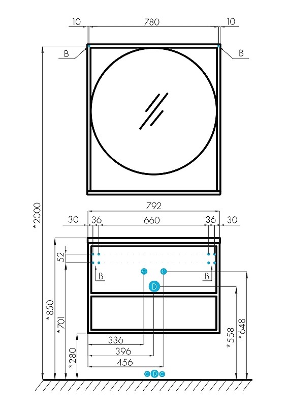 Зеркало Aquaton Лофт Фабрик 80 1A242602LTDY0 Дуб кантри МДФ / ЛДСП, стекло