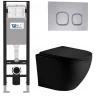 Комплект унитаза с инсталляцией WeltWasser AMBERG 350 + MERZBACH 043 XL MT-BL + AMBERG RD-CR 10000014098 цвет Черный матовый с сиденьем Микролифт и клавишей смыва цвет Хром