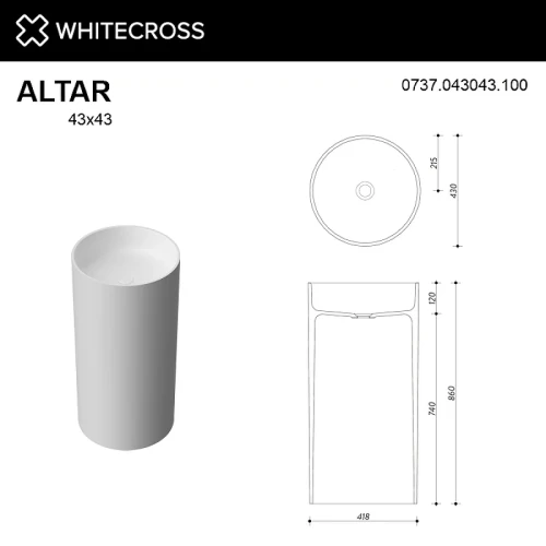 Раковина Whitecross Altar 43 0737.043043.100 Белая глянцевая искусственный камень (литьевой мрамор) напольный