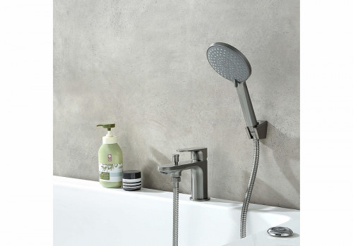 Смеситель на борт ванны Aquatek Альфа AQ1944BGM цвет Оружейная сталь