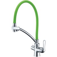 Смеситель для кухни Lemark Comfort LM3070C-Green Хром Зеленый латунь