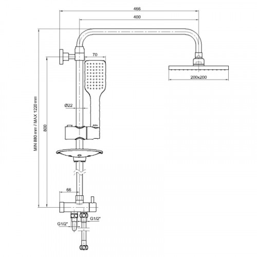 Душевая система E.C.A. Dalia 102158031EX Хром латунь на стену