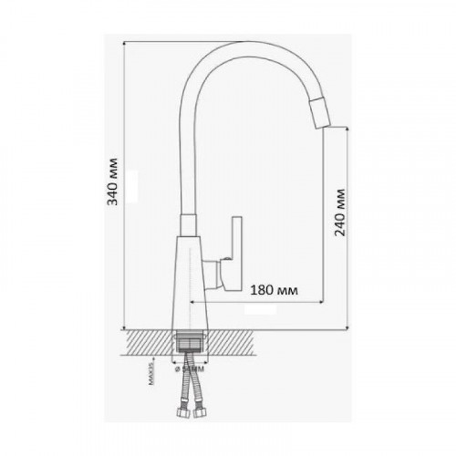 Смеситель для кухни D-Lin D155302-2 цвет  Хром  Серый