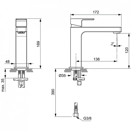 Смеситель для раковины Ideal Standard Edge A7108AA цвет Хром