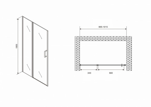 Душевая дверь Abber Sonnenstrand 100 AG04100S профиль Хром стекло прозрачное