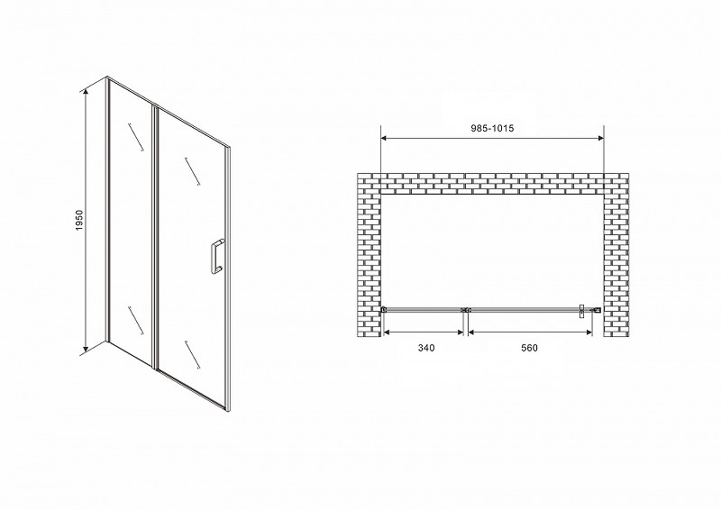 Душевая дверь Abber Sonnenstrand 100 AG04100S профиль Хром стекло прозрачное