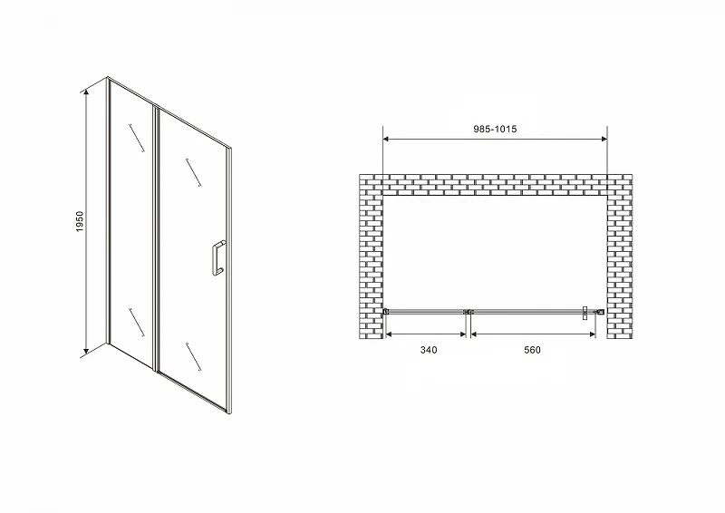 Душевая дверь Abber Sonnenstrand 100 AG04100S профиль Хром стекло прозрачное