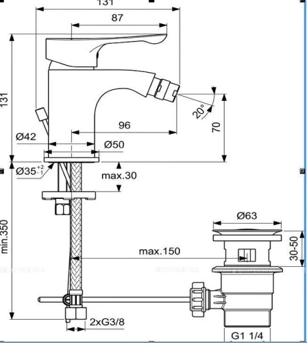 Смеситель для биде Ideal Standard Dot 2.0 BC324AA цвет Хром