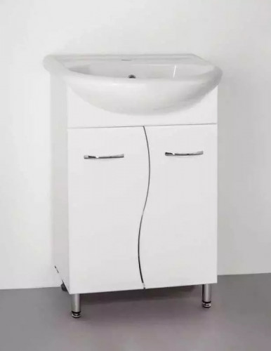 Тумба под раковину Style Line Эко Стандарт 12 55 ЛС-000010055 Белый глянец МДФ / ЛДСП