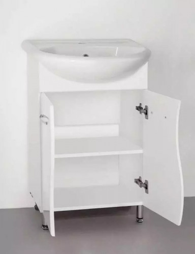 Тумба под раковину Style Line Эко Стандарт 12 55 ЛС-000010055 Белый глянец МДФ / ЛДСП