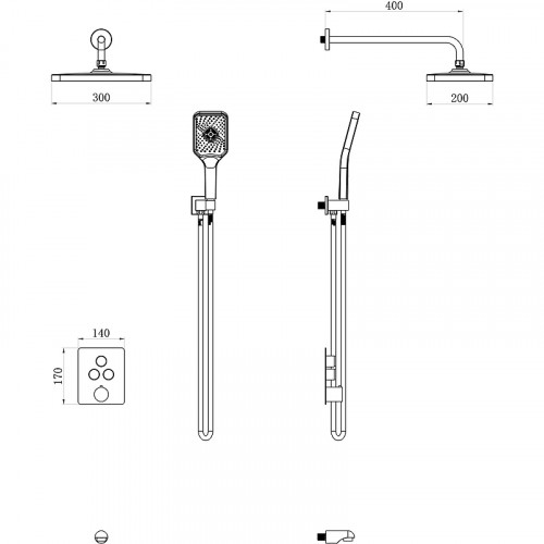 Душевая система beWash BV3ITSS222 с термостатом Белая матовая латунь встраиваемый