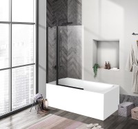 Шторка на ванну BelBagno Uno 100 UNO-V-11-100/150-C-NERO профиль Черный матовый стекло прозрачное