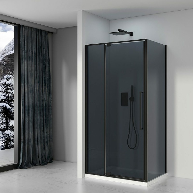 Душевой уголок Black&White Stellar Wind S812 BG 100x100 8121000G профиль Черный матовый стекло серое