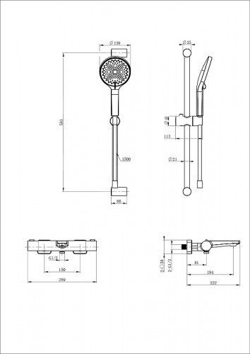 Смеситель для ванны Wonzon &amp; Woghand WW-C2021-A-MB с термостатом цвет Черный матовый