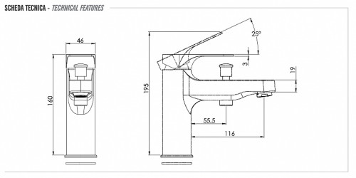 Смеситель на борт ванны Remer Class Line L04 цвет Хром