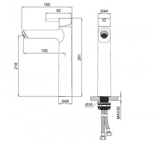 Смеситель для раковины Wonzon &amp; Woghand Solo WW-239032-BGM цвет Темный графит
