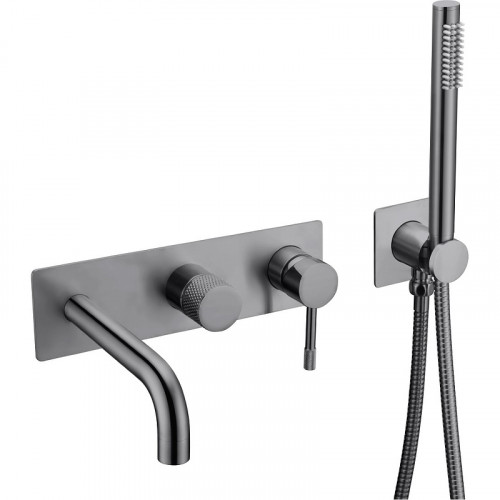 Смеситель для ванны Boheme Uno 464-3-SGM Оружейная сталь глянцевая латунь встраиваемый