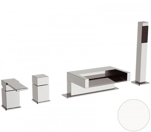 Смеситель на борт ванны Remer Qubika Cascata QC06BO цвет Белый матовый