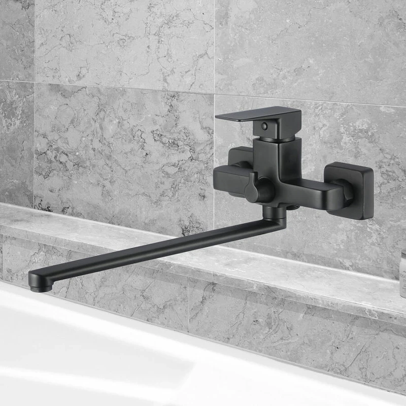 Смеситель для ванны WesnaArt Narcis NAR06-320BL-25221 универсальный Черный матовый латунь на стену