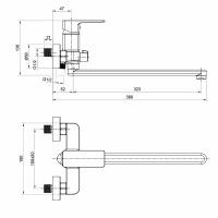 Смеситель для ванны WesnaArt Narcis NAR06-320BL-25221 универсальный Черный матовый латунь на стену