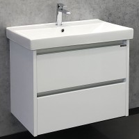 Тумба с раковиной Comforty Дублин 75 00004137103 подвесная Белый глянец МДФ / ЛДСП