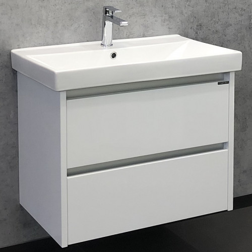Тумба с раковиной Comforty Дублин 75 00004137103 подвесная Белый глянец МДФ / ЛДСП