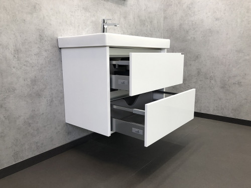 Тумба с раковиной Comforty Дублин 75 00004137103 подвесная Белый глянец МДФ / ЛДСП