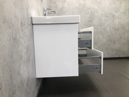 Тумба с раковиной Comforty Дублин 75 00004137103 подвесная Белый глянец МДФ / ЛДСП