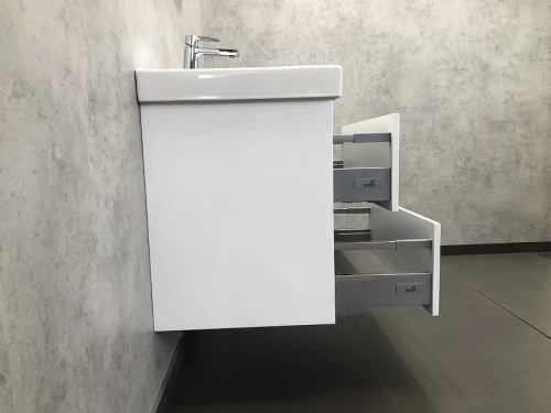 Тумба с раковиной Comforty Дублин 75 00004137103 подвесная Белый глянец МДФ / ЛДСП