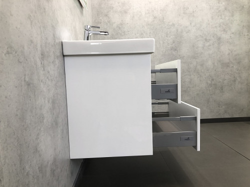 Тумба с раковиной Comforty Дублин 75 00004137103 подвесная Белый глянец МДФ / ЛДСП