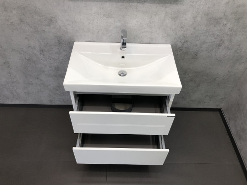 Тумба с раковиной Comforty Дублин 75 00004137103 подвесная Белый глянец МДФ / ЛДСП