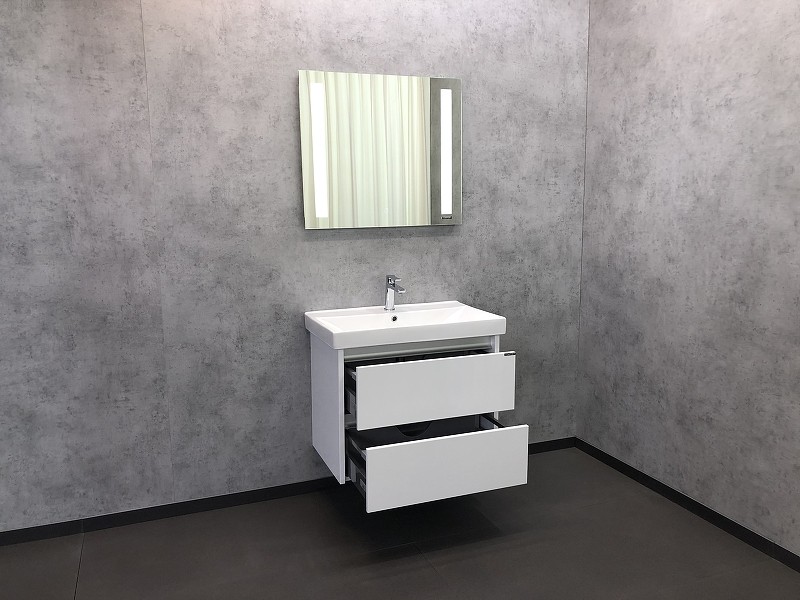 Тумба с раковиной Comforty Дублин 75 00004137103 подвесная Белый глянец МДФ / ЛДСП
