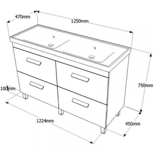 Тумба под раковину Vigo Hilton 2-125 Белая