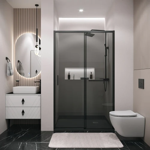 Душевая дверь Grossman Style 110 100.K33.05.110.21.10 профиль Черный матовый стекло тонированное