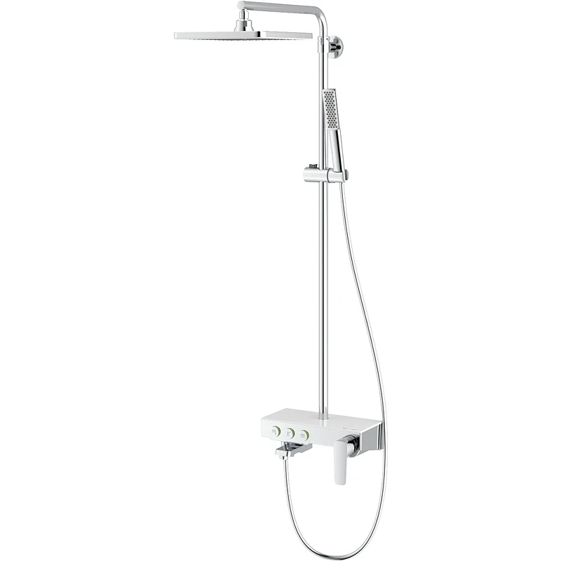 Душевая система Teska Niagara NG3501C с термостатом Хром Белое стекло нержавеющая сталь на стену