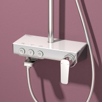 Душевая система Teska Niagara NG3501C с термостатом Хром Белое стекло нержавеющая сталь на стену