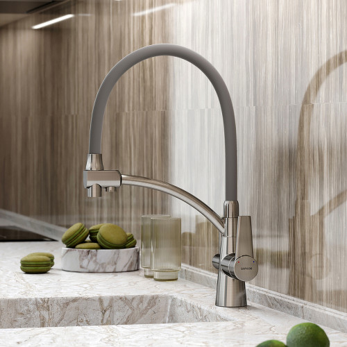 Смеситель для кухни Sancos Eri SC4001BN Никель брашированный Серый латунь